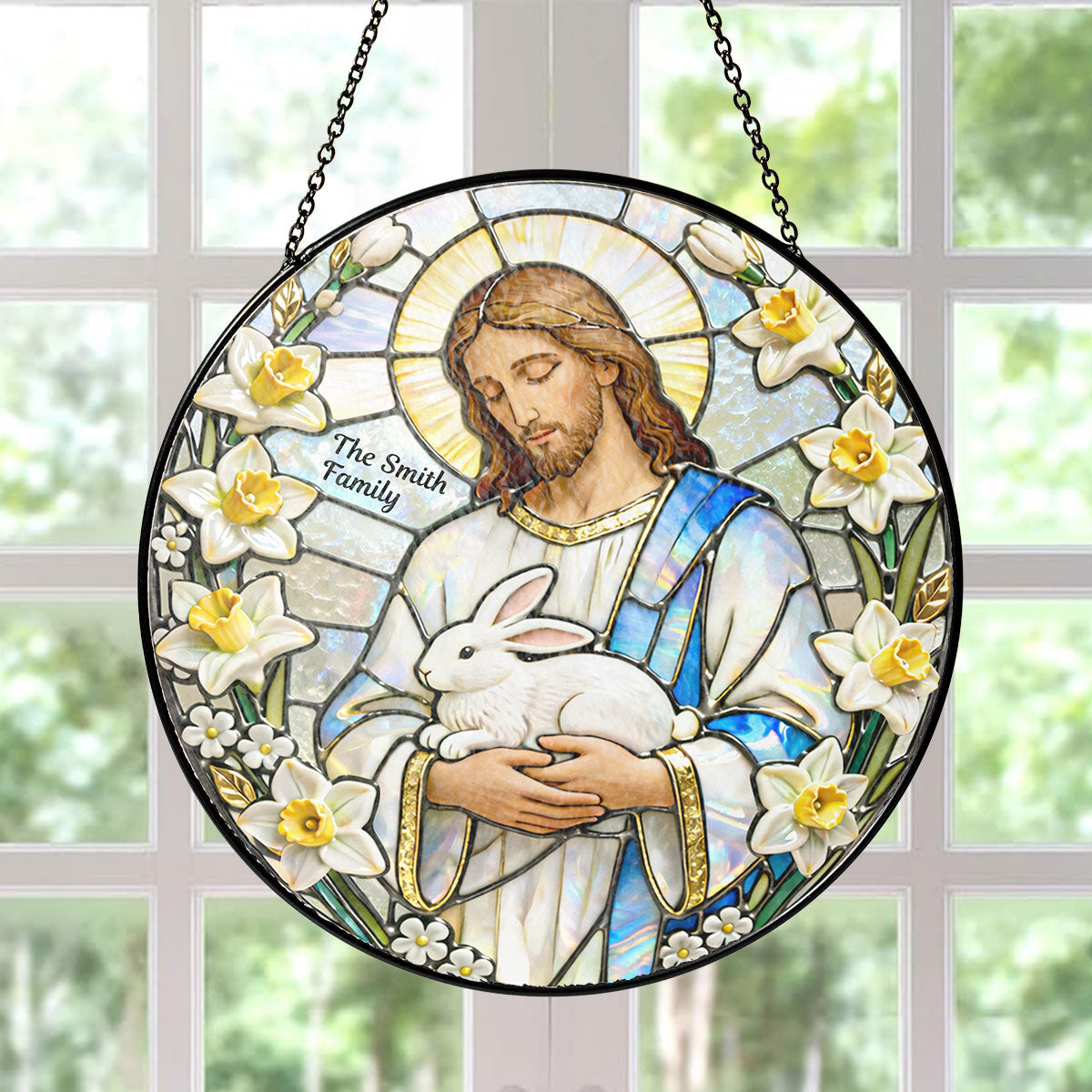 Religious Easter Jesus - Personalized Suncatcher Ornament