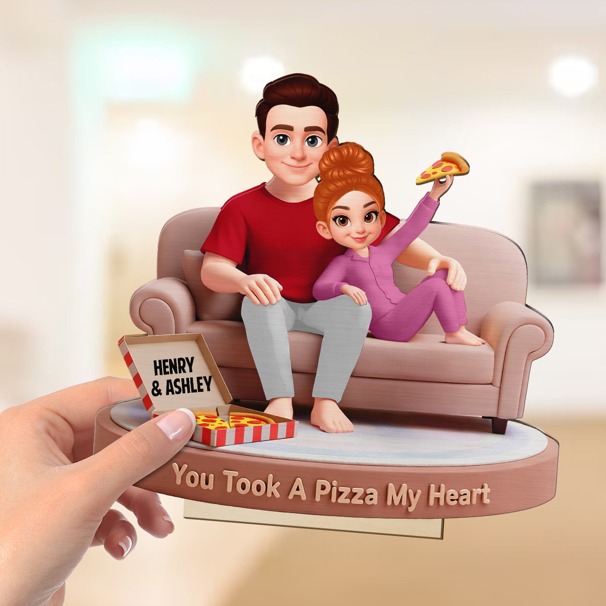 You Took A Pizza My Heart - Personalized Standing Wooden Plaque - Gift for Couple, for Him, for Her