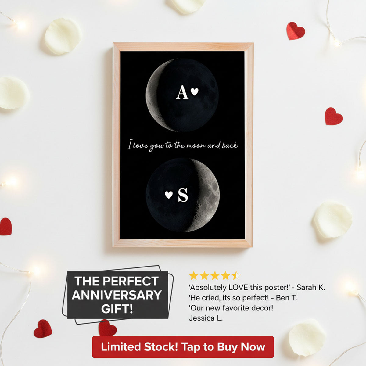 Custom Couple Birth Date Moon Phase - Personalized Poster - Valentine's Day Gift For Couple, For Her, For Him
