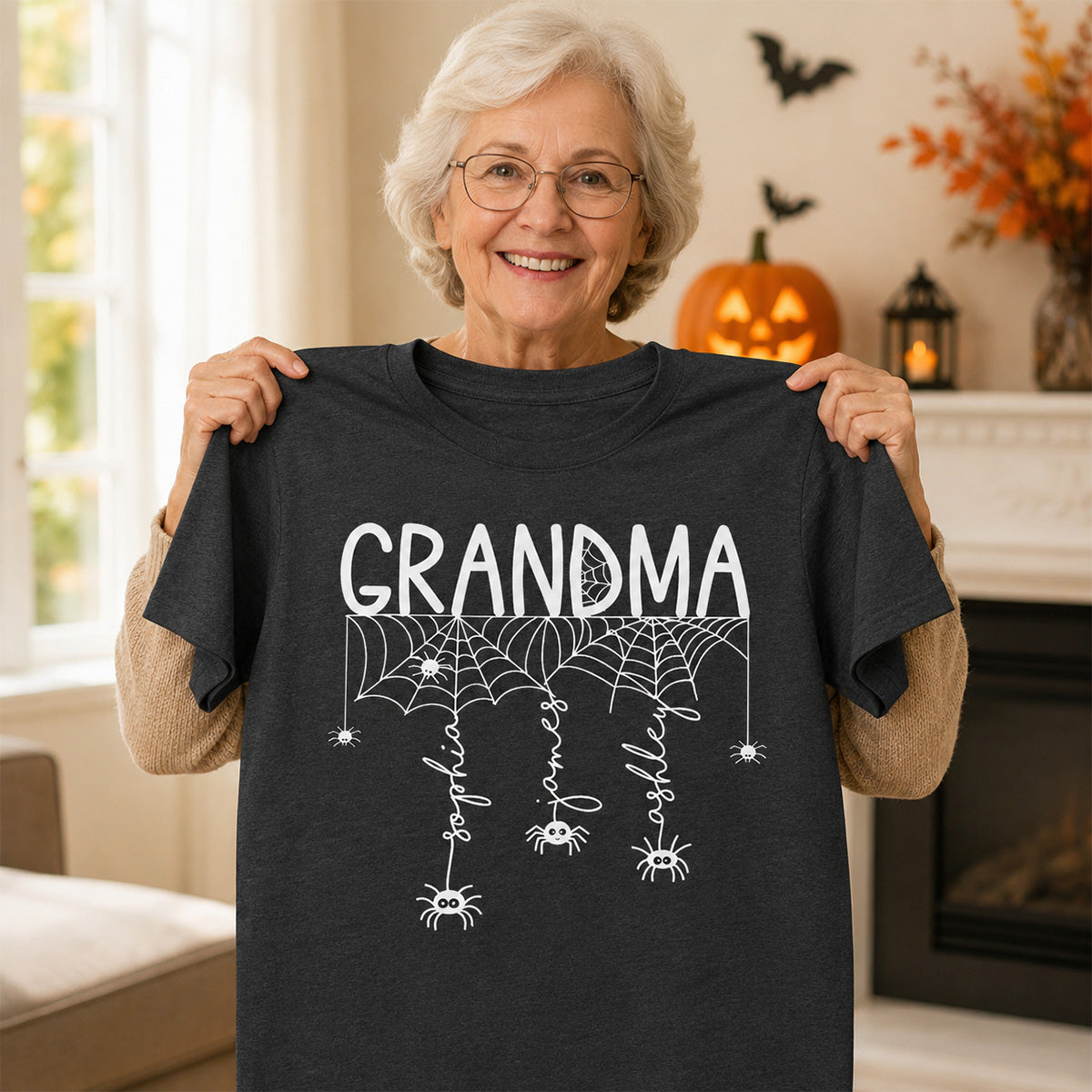 Grandma Mom Spooky Spiders - Personalized Shirt - Halloween Gift
