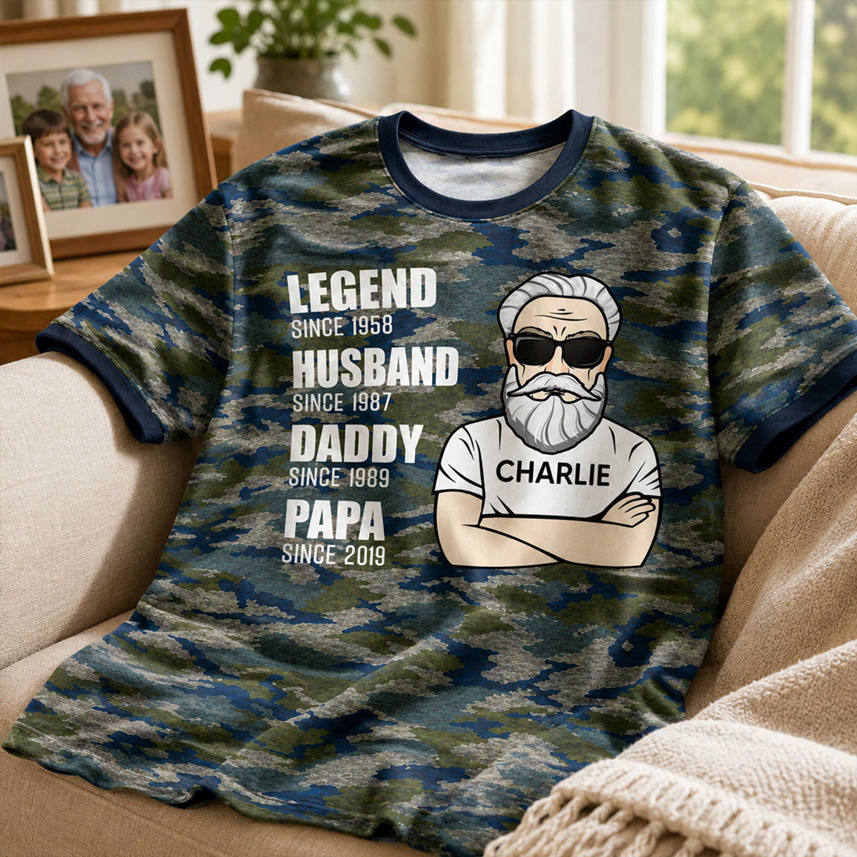 Legend Husband Dad Grandpa Old Man Camo Pattern - Personalized Shirt - Father's Day Gift For Husband, Dad, Grandpa
