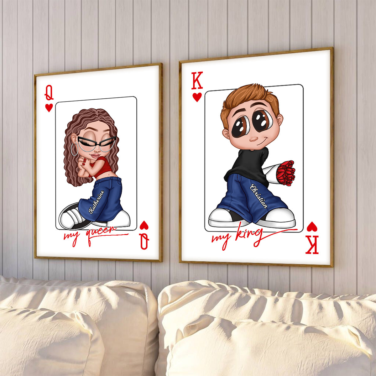 My King My Queen Y2K Couple - Personalized Poster - Valentine's Day Gift, Anniversary Gift For Him, For Her [Sold Individually]