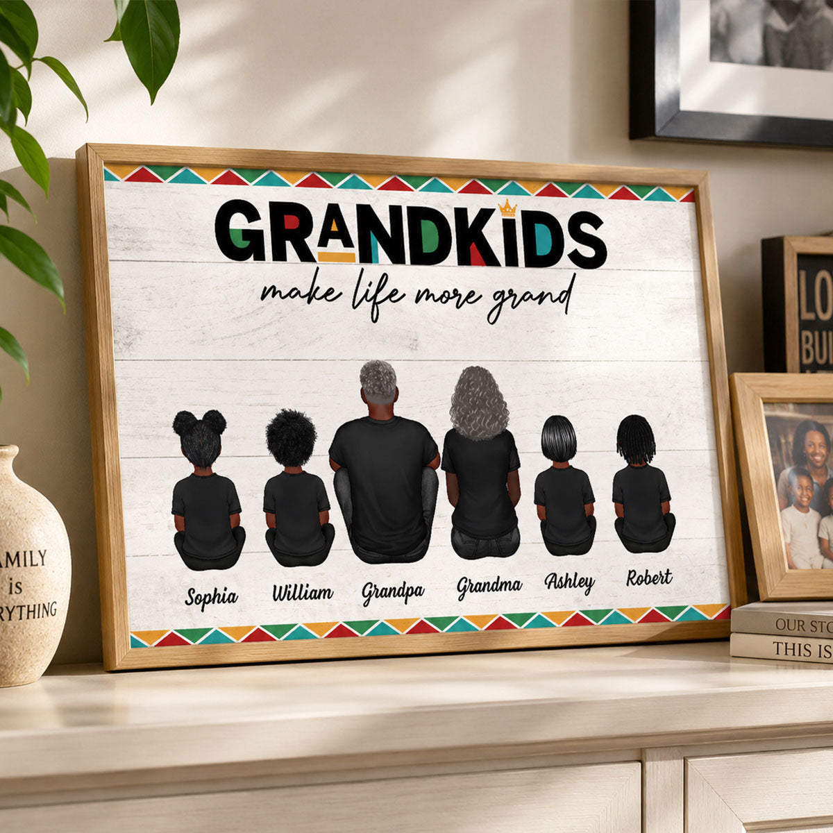 Tribal Pattern Grandkids Make Life Grand - Personalized Poster - Gift For National Grandparents Day
