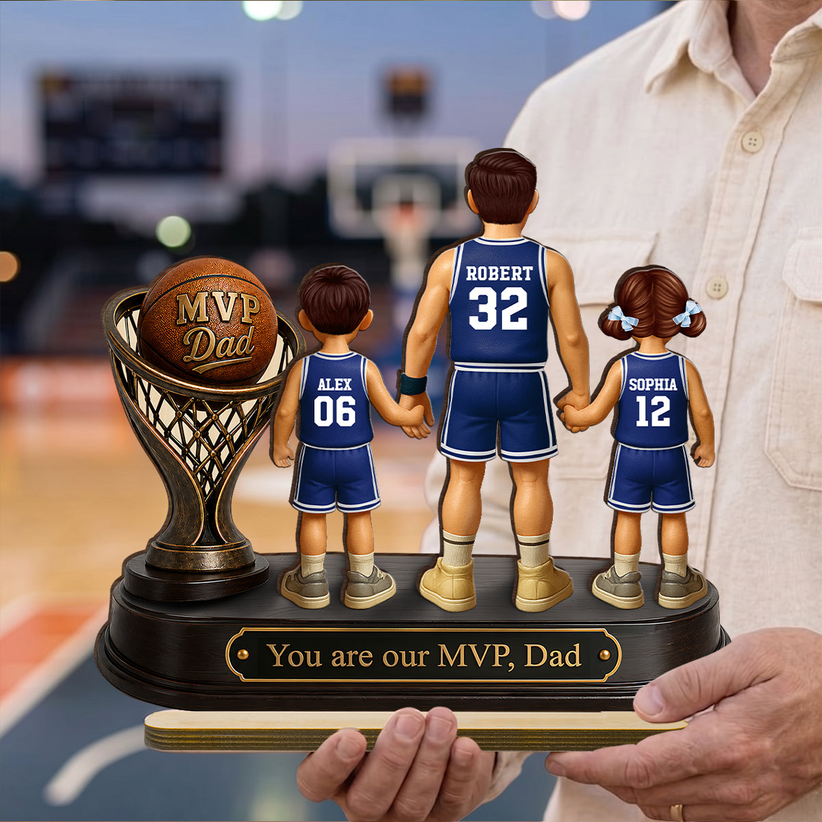 We Scored the Best Dad Basketball Trophy - Personalized 2-Layered Wooden Plaque -  Gift for Dad, Husband