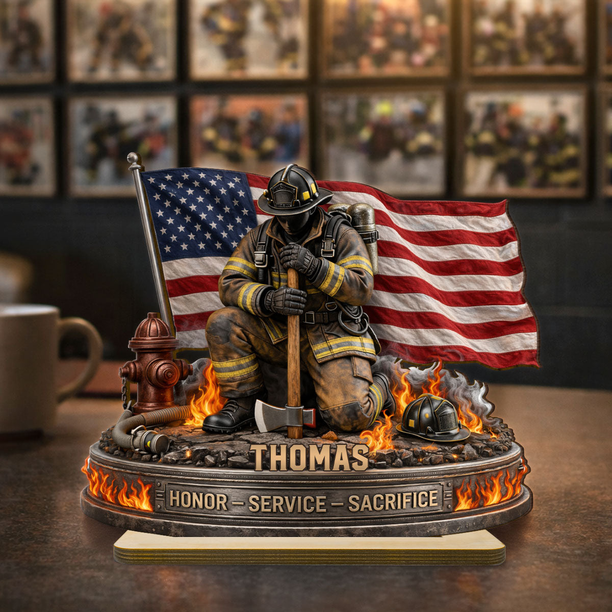 Firefighter Honor Service Sacrifice - Personalized Wooden Plaque - Appreciation