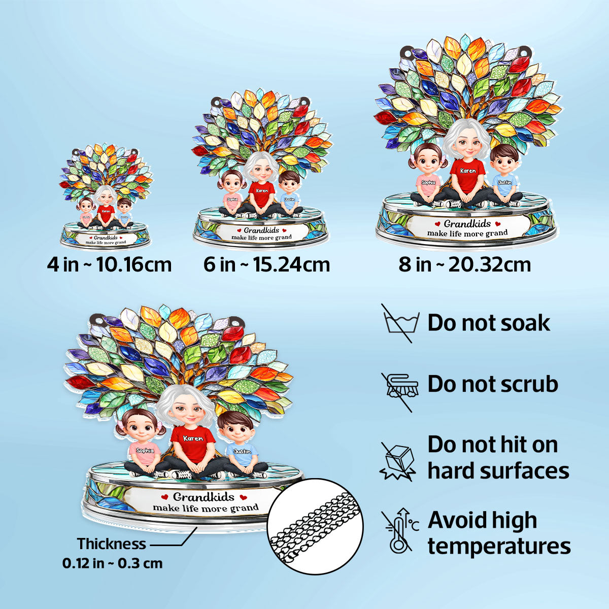 Grandkids Make Life More Grand Family Tree - Personalized Acrylic Suncatcher - Heartfelt Mother's Day Gift for Grandma