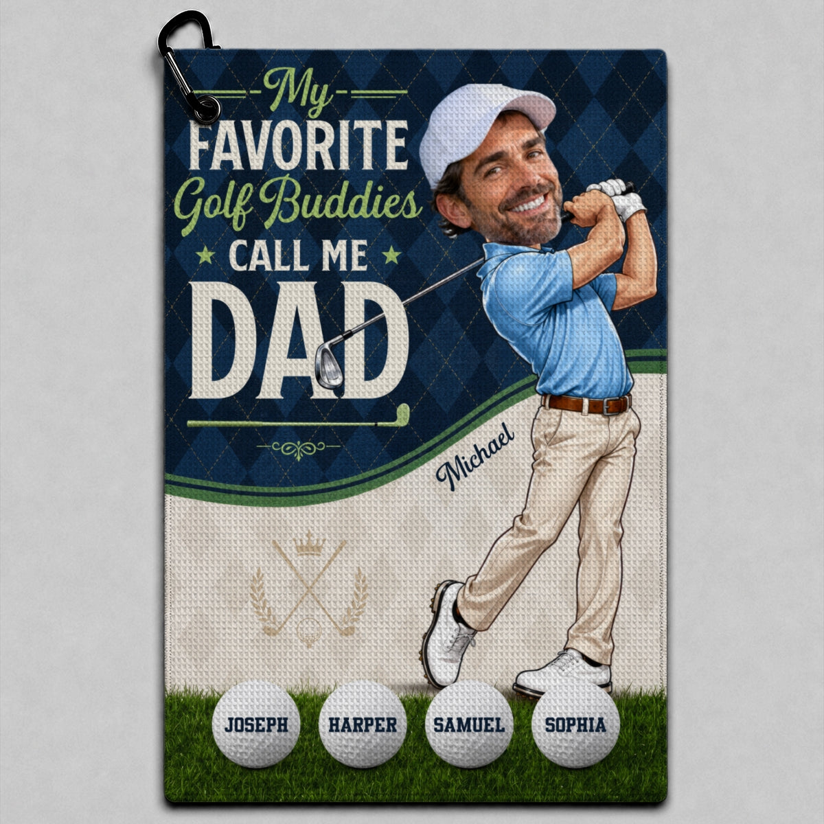 My Favorite Golf Buddies Call Me Dad Grandpa Custom Photo - Personalized Golf Towel - Father's Day Gift For Golfers, Husband, Dad, Grandpa