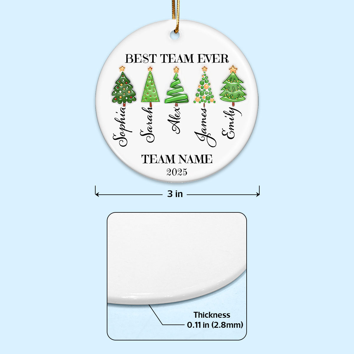 Best Team Ever Work Team Member - Personalized Ceramic Ornament - Corporate Gift Exchange