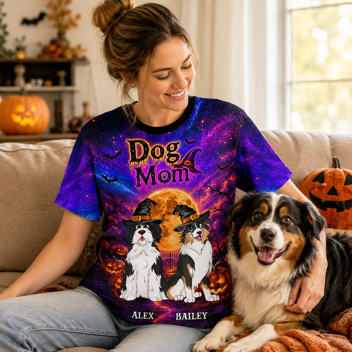 Galaxy Halloween Dog Mom - Personalized Shirt - Halloween Gift For Dog Lovers