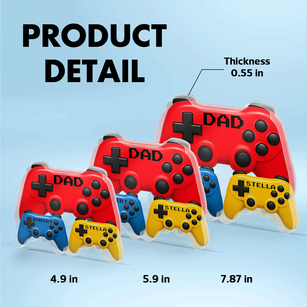 Gamer Dad Controllers - Personalized Acrylic Block Plaque -  Gift For Dad, Husband, Gamers