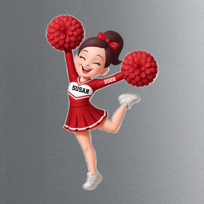 Cheerleader Girl - Personalized Acrylic Locker Magnet - Back To School Gift For Daughters, Granddaughters, Teenagers, Teen Girl
