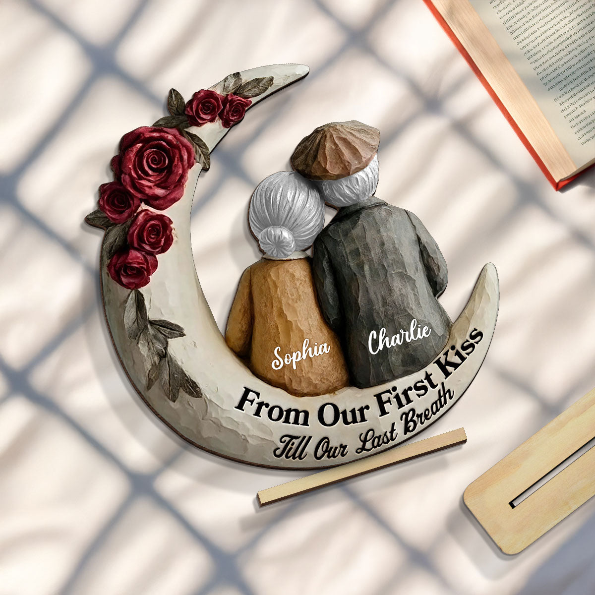 From Our First Kiss Till Our Last Breath Old Couple - Personalized Wooden Plaque - Gift For Him, Gift For Her