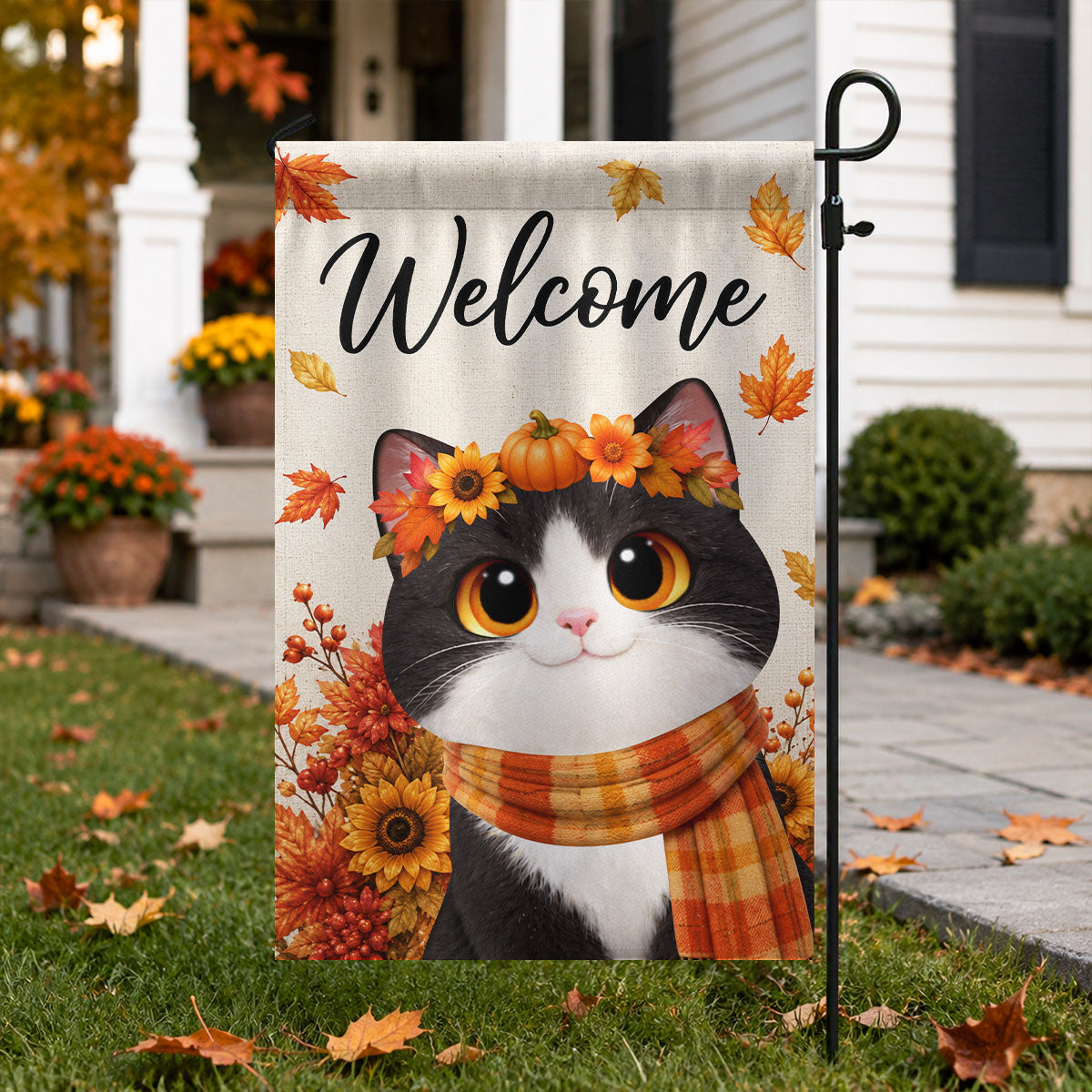 Cute Cats Welcome - Personalized Garden Flag - Cozy Fall Decor for Cat Lovers