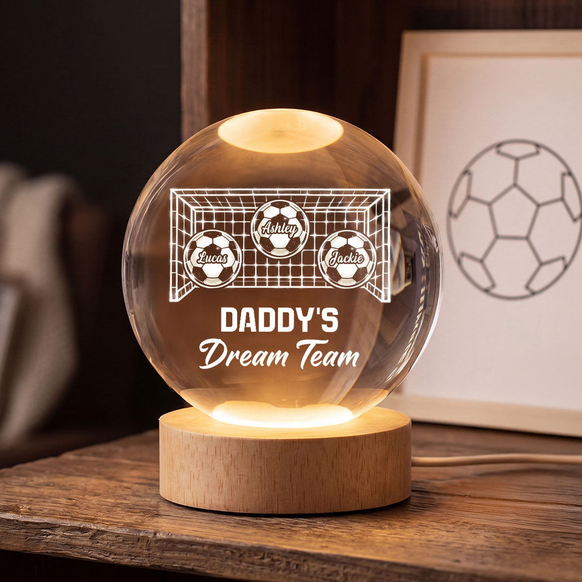 We Scored The Best Dad Soccer Dad - Personalized Crystal Ball LED Night Light - Heartfelt Gift For Soccer Dad, Gift For Husband