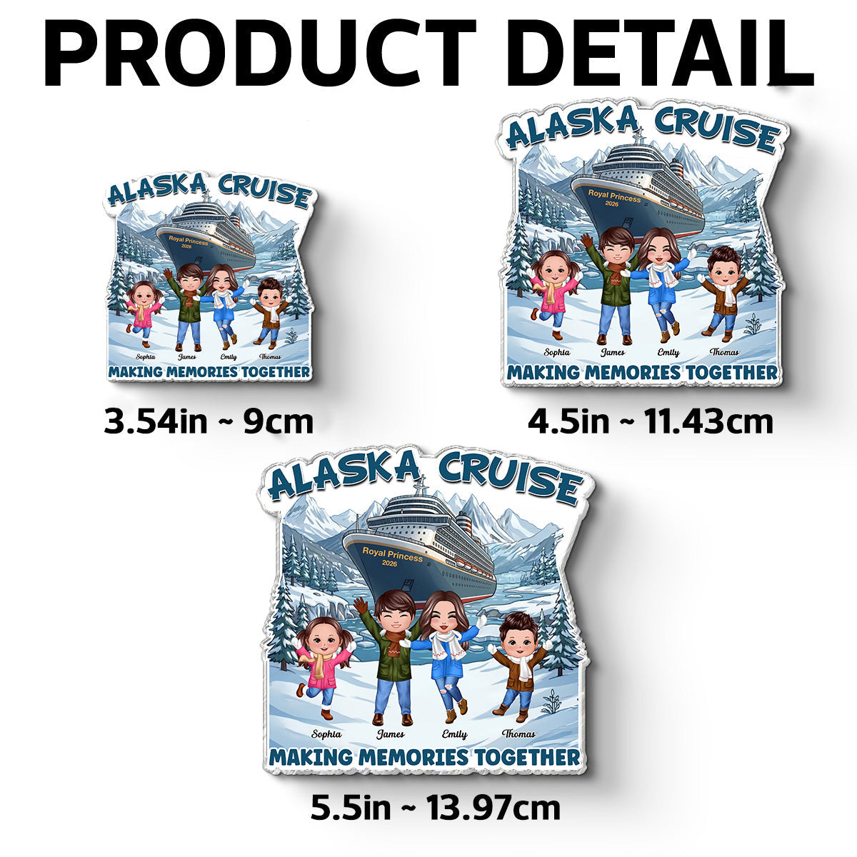 Alaska Cruise Happy Family - Personalized Cruise Cabin Door Magnet - Family Cruise Trip Keepsake