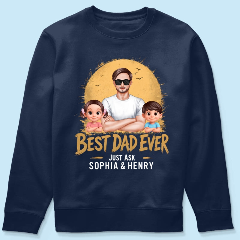 Best Dad Ever Dad And Kids Retro Vintage Style - Personalized Shirt - Father's Day Gift for Dad, Husband