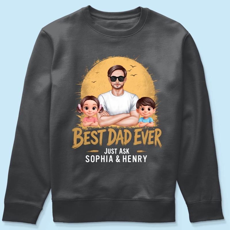 Best Dad Ever Dad And Kids Retro Vintage Style - Personalized Shirt - Father's Day Gift for Dad, Husband