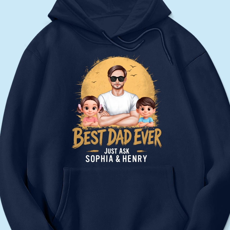 Best Dad Ever Dad And Kids Retro Vintage Style - Personalized Shirt - Father's Day Gift for Dad, Husband