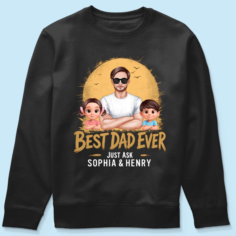 Best Dad Ever Dad And Kids Retro Vintage Style - Personalized Shirt - Father's Day Gift for Dad, Husband