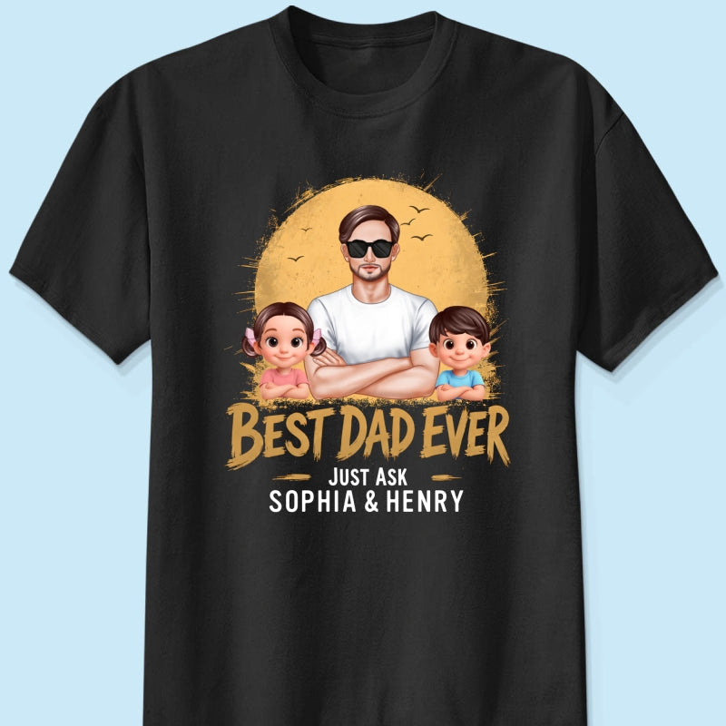 Best Dad Ever Dad And Kids Retro Vintage Style - Personalized Shirt - Father's Day Gift for Dad, Husband