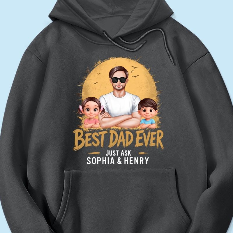 Best Dad Ever Dad And Kids Retro Vintage Style - Personalized Shirt - Father's Day Gift for Dad, Husband