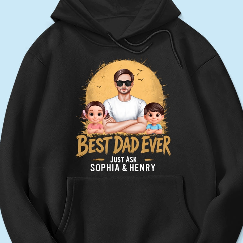 Best Dad Ever Dad And Kids Retro Vintage Style - Personalized Shirt - Father's Day Gift for Dad, Husband