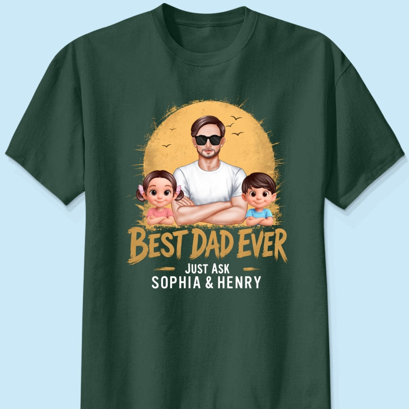 Best Dad Ever Dad And Kids Retro Vintage Style - Personalized Shirt - Father's Day Gift for Dad, Husband