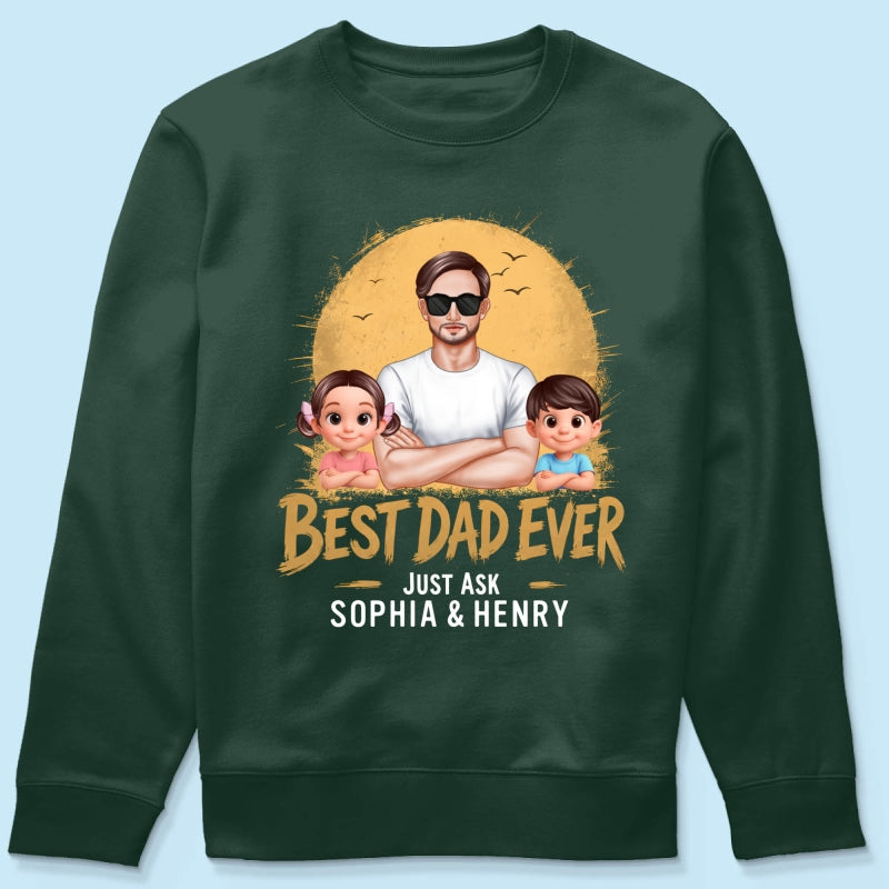 Best Dad Ever Dad And Kids Retro Vintage Style - Personalized Shirt - Father's Day Gift for Dad, Husband