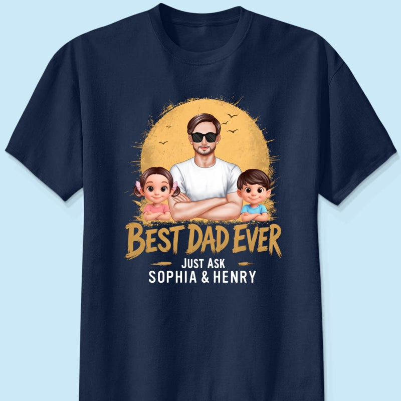 Best Dad Ever Dad And Kids Retro Vintage Style - Personalized Shirt - Father's Day Gift for Dad, Husband