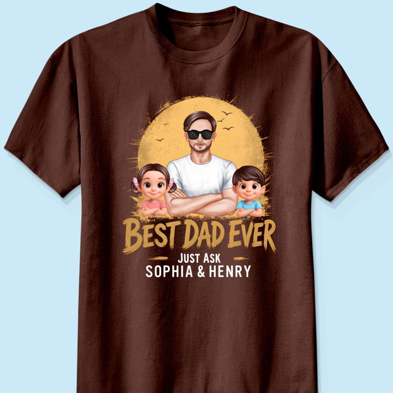 Best Dad Ever Dad And Kids Retro Vintage Style - Personalized Shirt - Father's Day Gift for Dad, Husband
