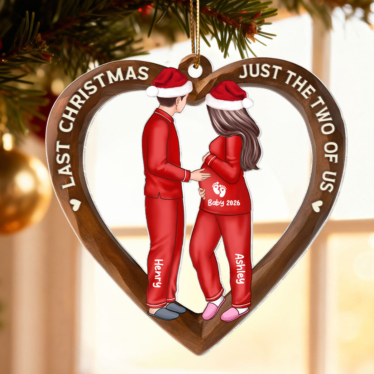 Last Christmas Just the Two of us - Personalized Acrylic Ornament - Pregnancy Reveal Ornament