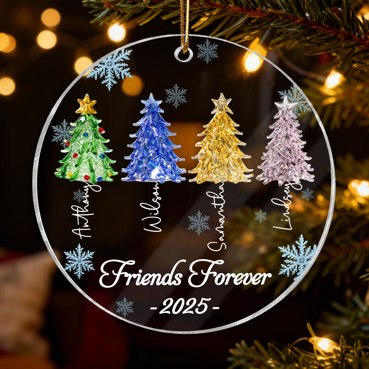 3D Crystal Effect Christmas Trees Best Friends Forever - Personalized Acrylic Ornament - Gift For Besties