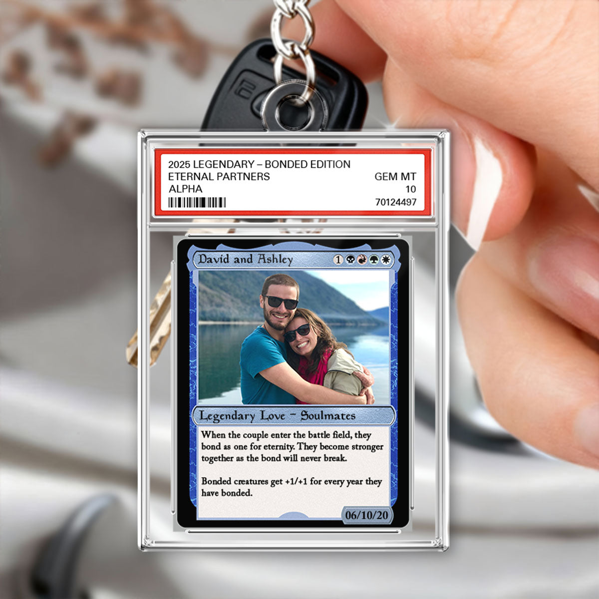 Custom Photo Fantasy Trading Card Style - Personalized Acrylic Keychain - Valentine's Day, Anniversary Gift For Him, For Her