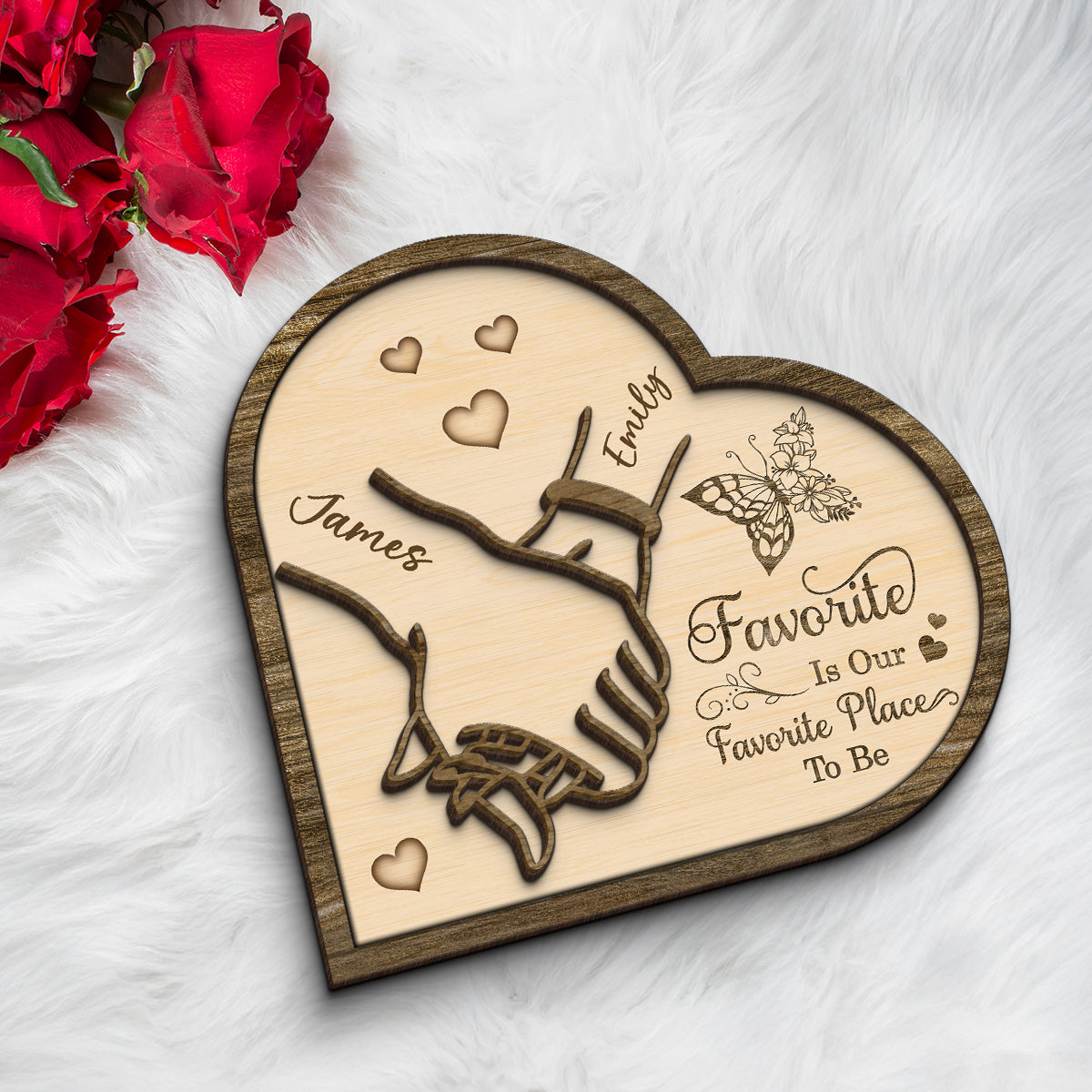 Together Is Our Favorite Place To Be - Personalized 2-Layered Wooden Plaque - Anniversary, Valentine's Day Gift, Gift For Him, Gift For Her
