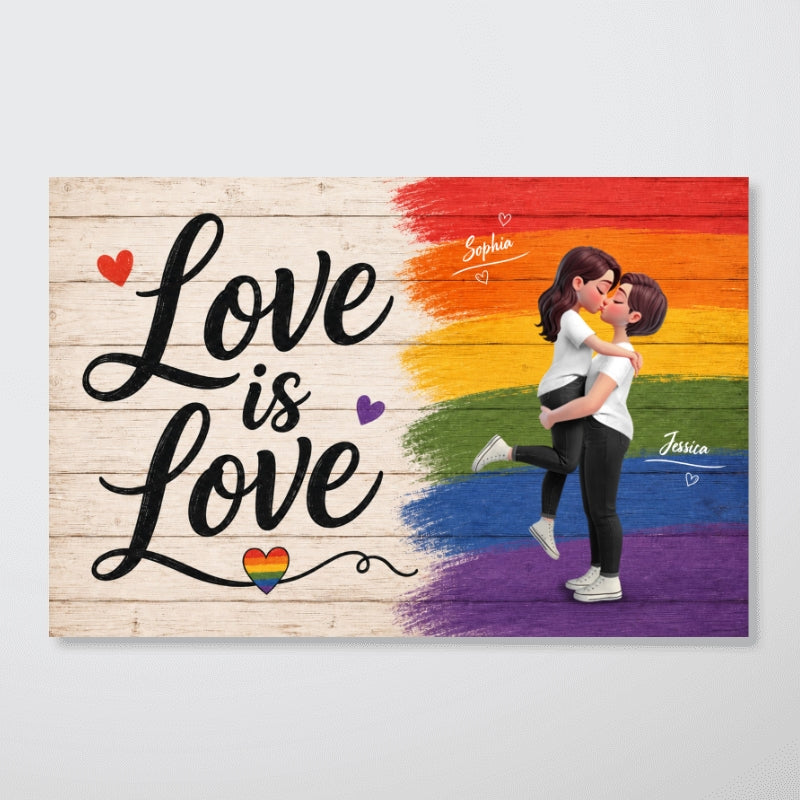 LGBT+ Couple Love Is Love - Personalized Poster - Gift For Couple, Happy Pride Month