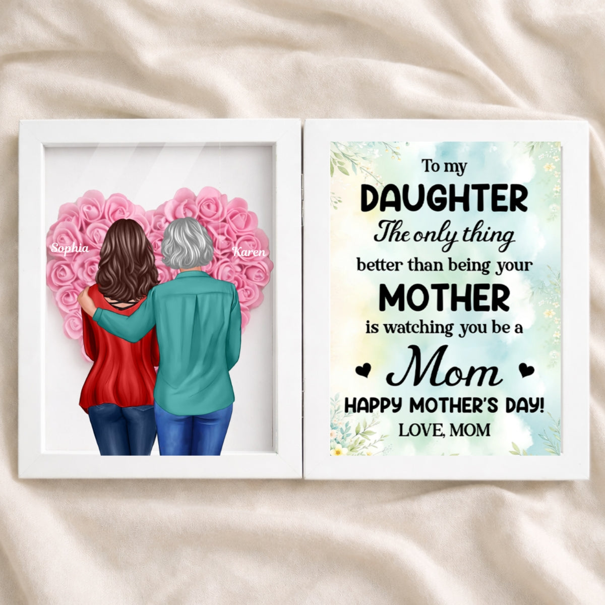 To My Daughter The Only Thing - Personalized Flower Shadow Box - Heartfelt Gift For Daughter