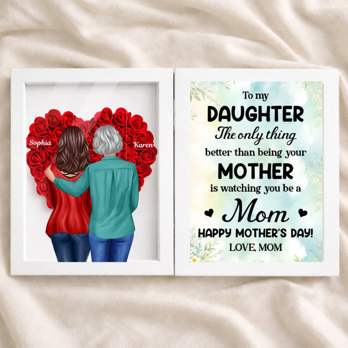 To My Daughter The Only Thing - Personalized Flower Shadow Box - Heartfelt Gift For Daughter