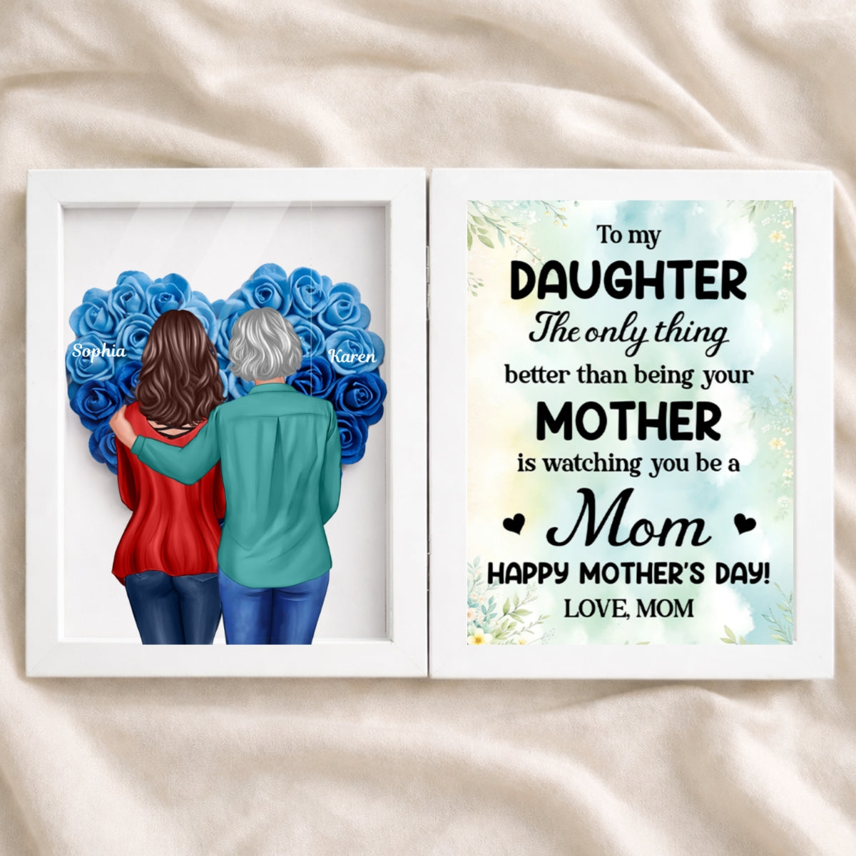To My Daughter The Only Thing - Personalized Flower Shadow Box - Heartfelt Gift For Daughter