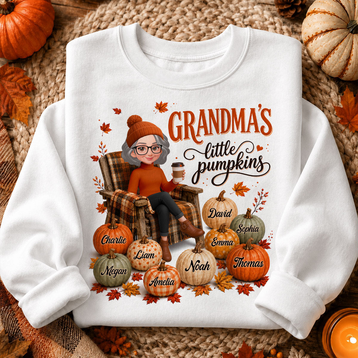Grandma's Little Pumpkins - Personalized Shirt - Trendy Fall Tee for Grandma