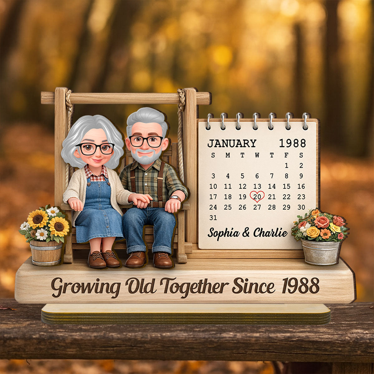 Couple Growing Old Together - Personalized Wooden Plaque - Sentimental Anniversary Gift for him, for her