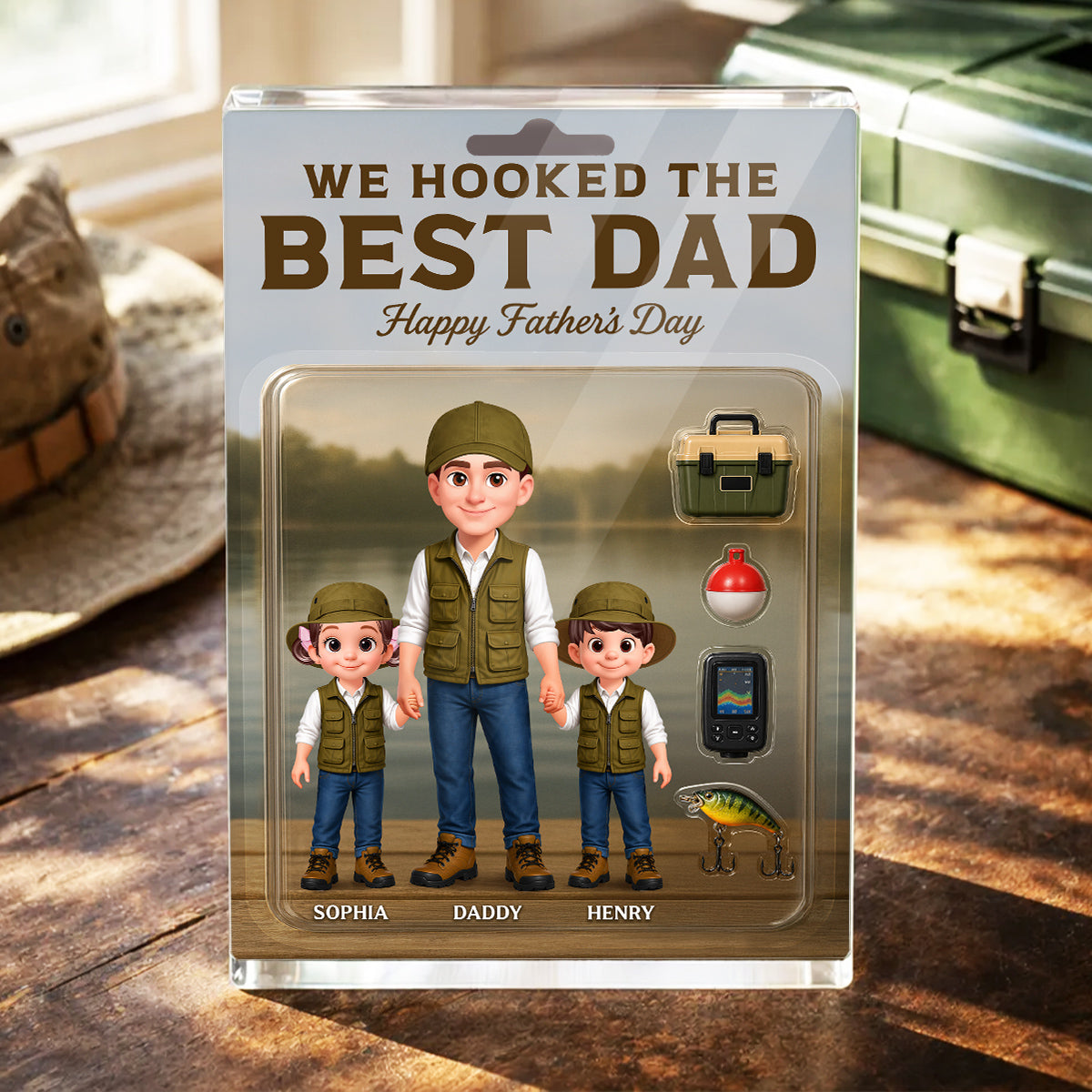 Fishing We Hooked The Best Dad - Personalized Acrylic Block Plaque -  Gift For Dad