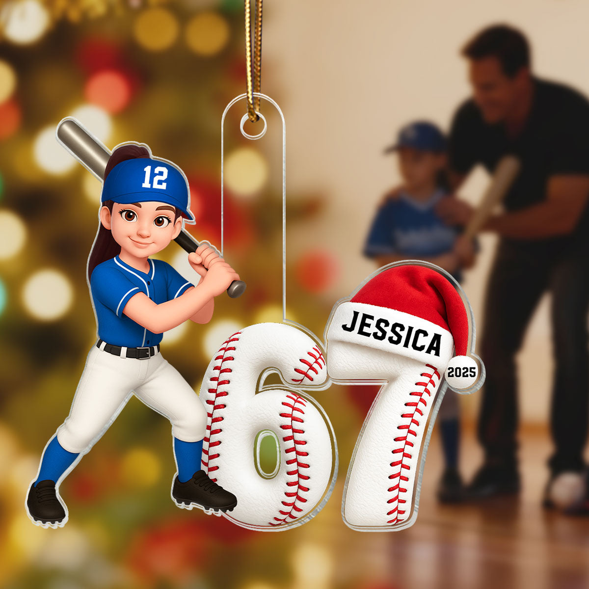 3D Effect 67 Six Seven Custom Sport 2025 Slang Christmas - Personalized Acrylic Ornament - Funny Christmas Gift For Teen, Grandkid, Gen Alpha