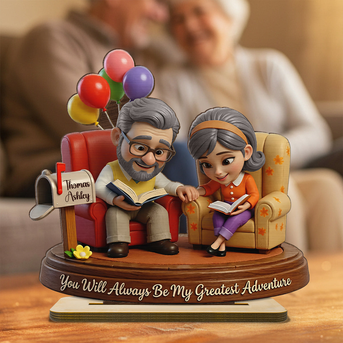 You Are My Greatest Adventure Old Couple - Personalized 2-Layered Wooden Plaque - Anniversary, Valentine's Day Gift, Gift For Him, Gift For Her