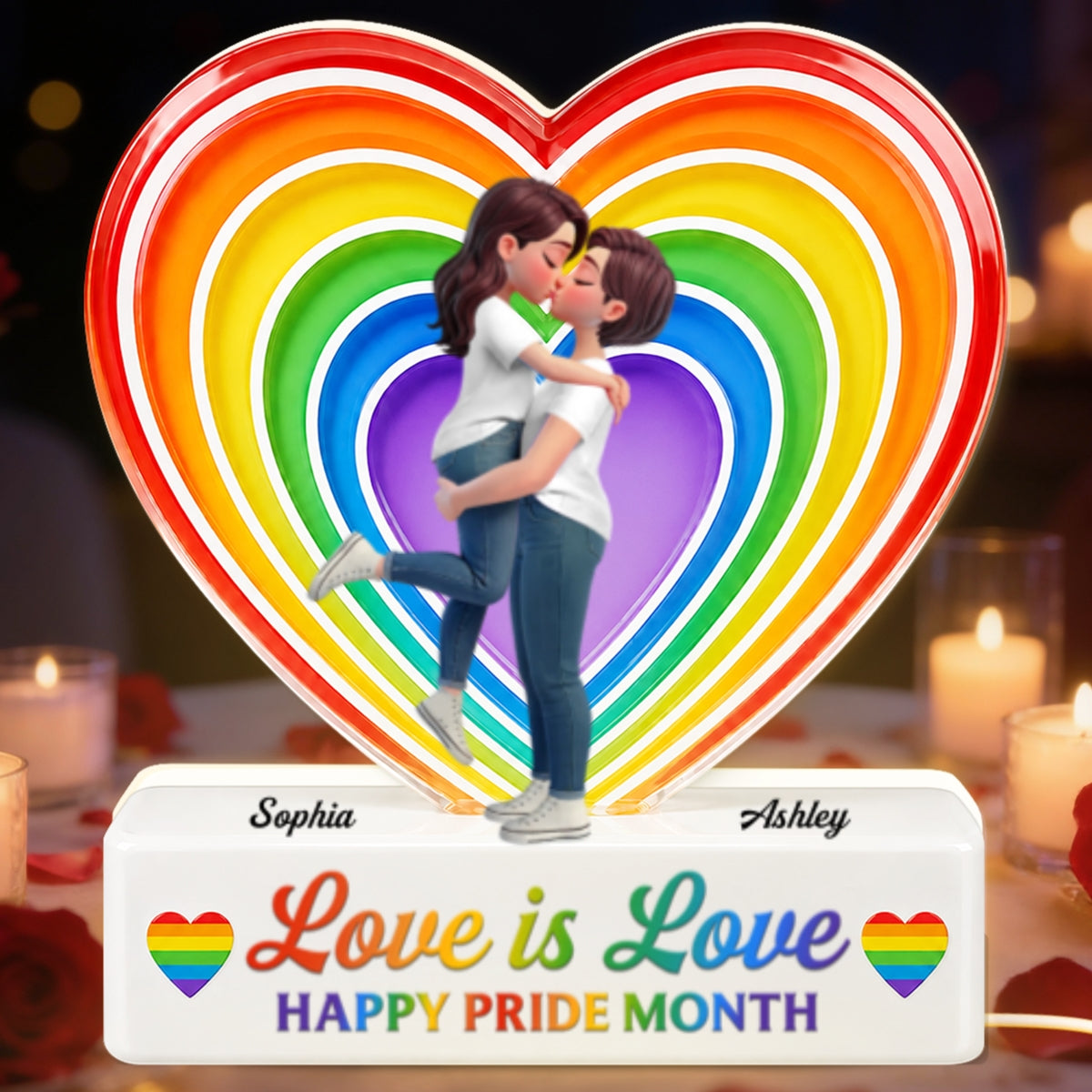 LGBT+ Couple Forever Love Is Love - Personalized Light Box - Gift For Couple, Happy Pride Month