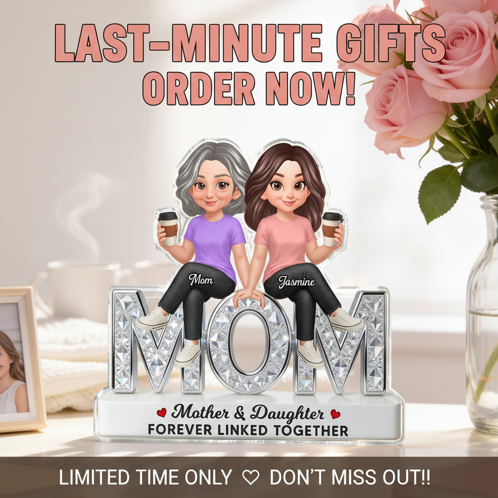 Beautiful Mom And Daughters Forever Love - Personalized Acrylic Block Plaque - Mother's Day Gift For Mom