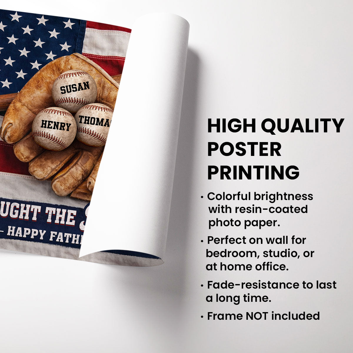 Baseball Nation Flag We Caught The Best Dad - Personalized Poster - Father's Day Gift for Dad, Husband