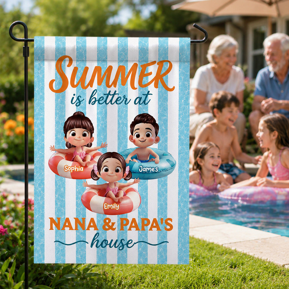 Summer Is Better At Grandma Grandpa House - Personalized Garden Flag