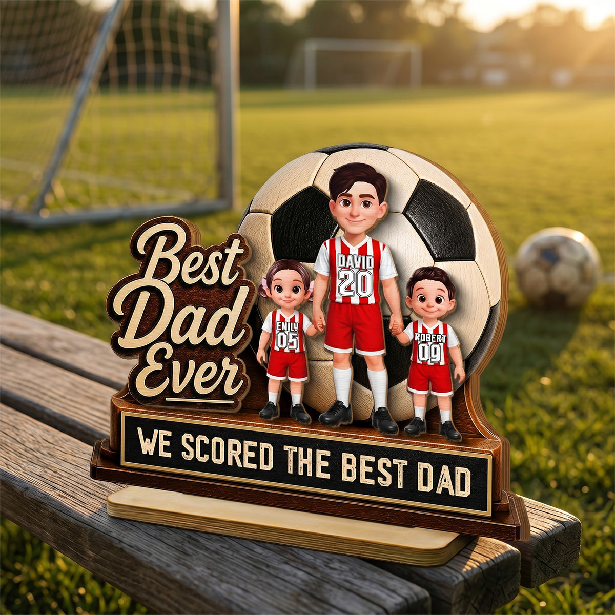 We Scored The Best Dad Soccer Dad & Kids - Personalized 2-Layered Wooden Plaque -  Gift For Soccer Dad, UK Football Dad