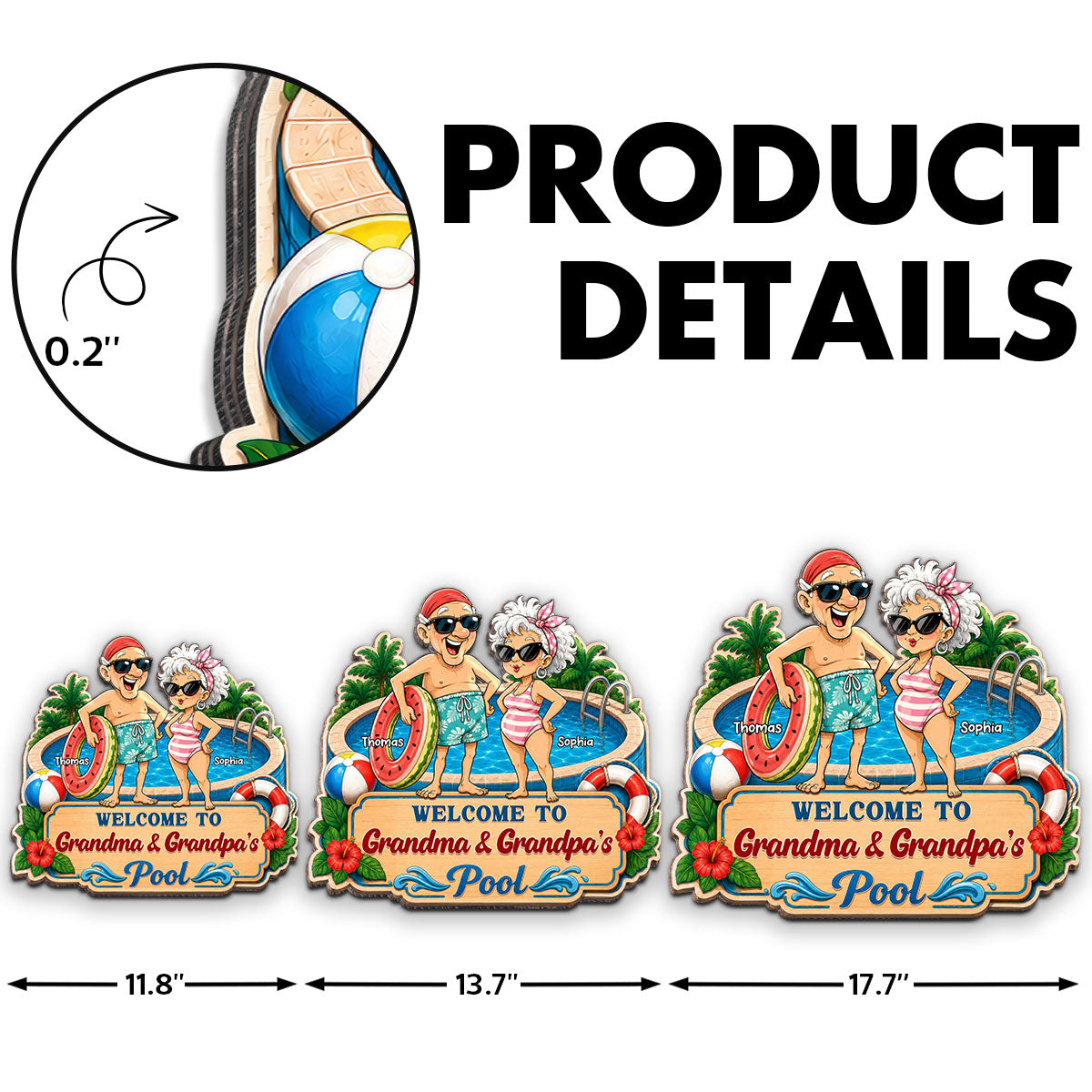 Welcome To Grandma & Grandpa's Pool 2D Flat - Personalized Pool Wooden Sign - Poolside Decor For Grandparents