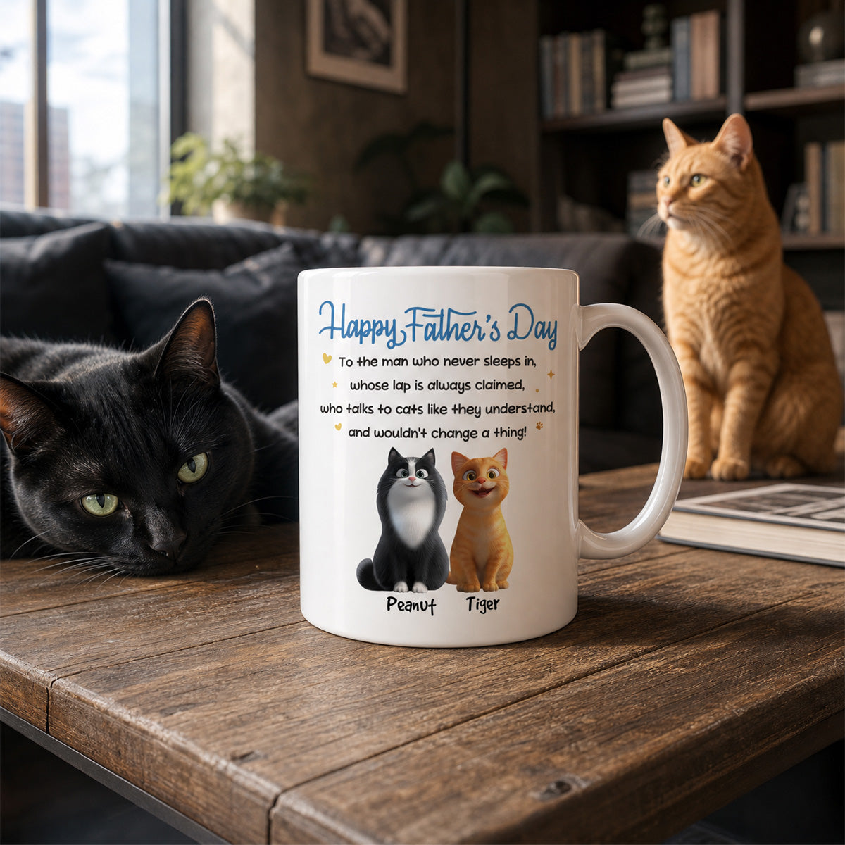 Happy Father's Day To Cat Dad - Personalized Mug